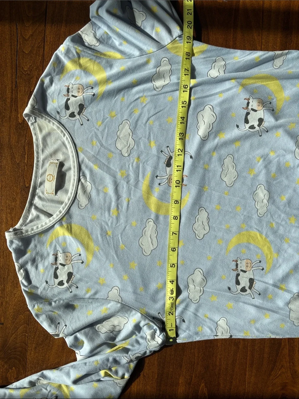 Light Blue Moon & Cow Pajama Set